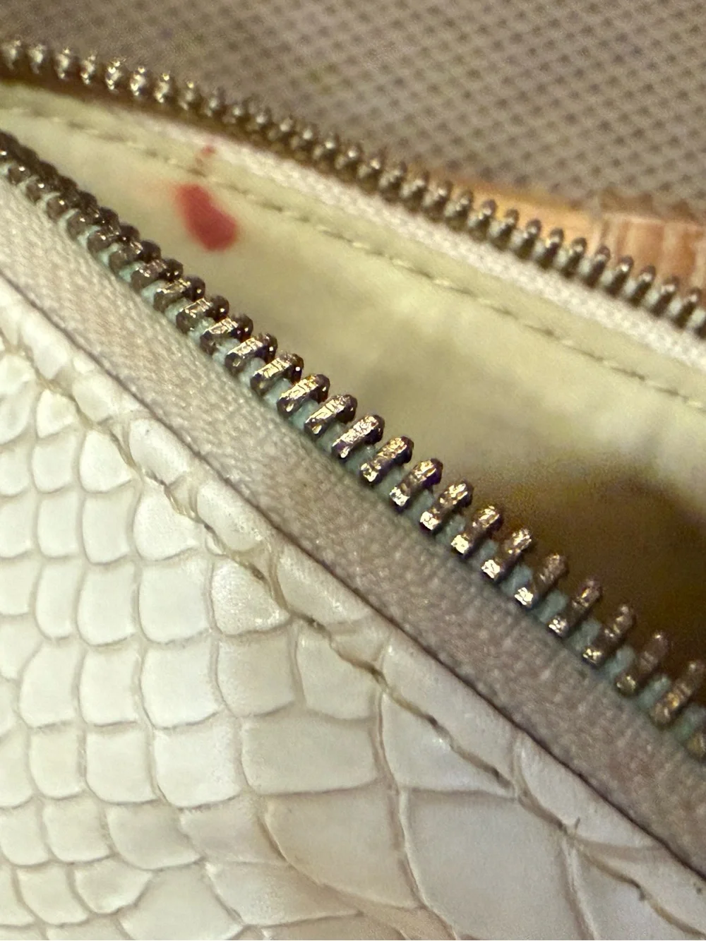 Kendra Scott White Snake-Embossed Wristlet with Chunky Gold Accents